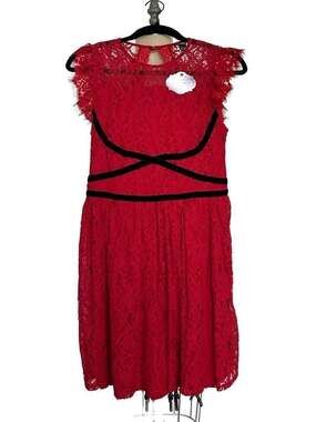 Disney Pixar Coco Red Lace Black Velvet Trim Dress Size L